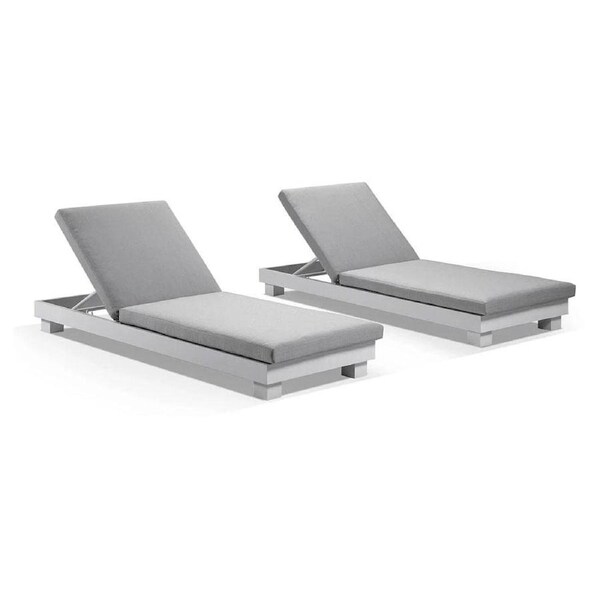 Santorini Outdoor Aluminium Pool Sun Lounge Set - Outdoor Sun Lounges White / Textured Grey