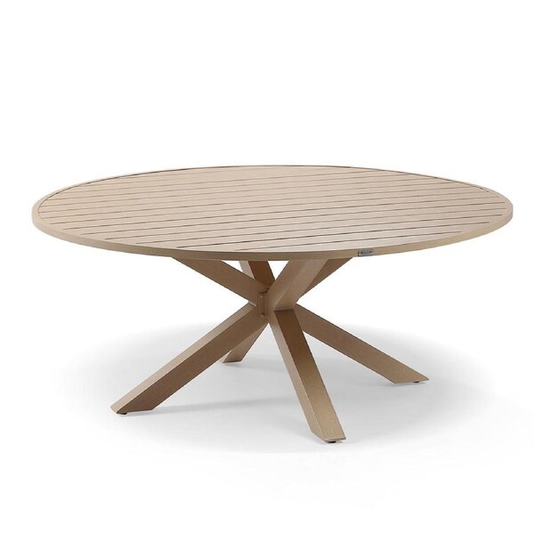 Houston Outdoor 1.8m Round Aluminium Dining Table - Outdoor Aluminium Tables 1.8m / Light Oak