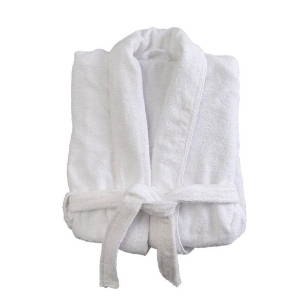 Canningvale Lusso Unisex Cotton Terry Durable Soft Plush Bathrobe White Large