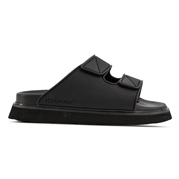 Superga Women's 1918 Double Bands Micro-Injection Slides Black (EU 36-41) 37