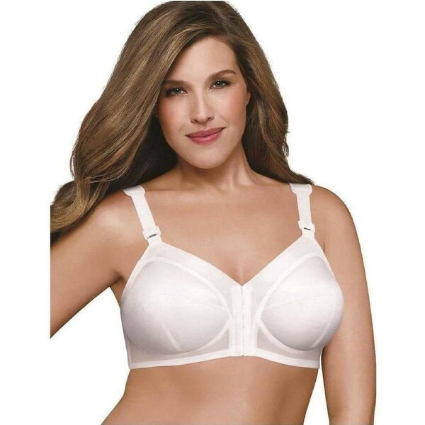 Exquisite Form Front Close Cotton Classic Support Plus Size Bra White / 18C
