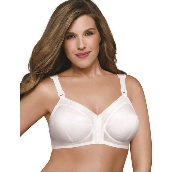 Exquisite Form Front Close Cotton Classic Support Plus Size Bra White / 26D