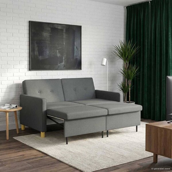 Pull Out Sofa Bed Dark Grey Fabric vidaXL