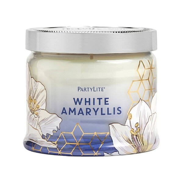 Partylite White Amaryllis 3-Wick Indulgent Scented Glass Candle Jar