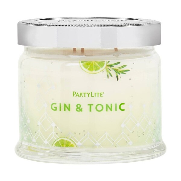 Partylite Gin and Tonic 3 Wick Fresh Scented Glass Candle Jar White
