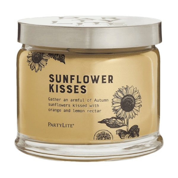 Partylite Sunflower Kisses 3-Wick Fresh Scented Candle Jar White 9x11cm