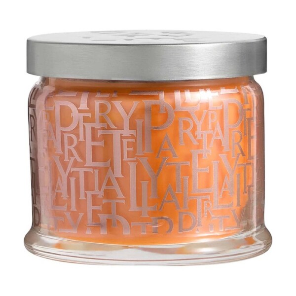 Partylite Leaves Of Fun 3-Wick Candle Jar Orange Glass 11x9cm