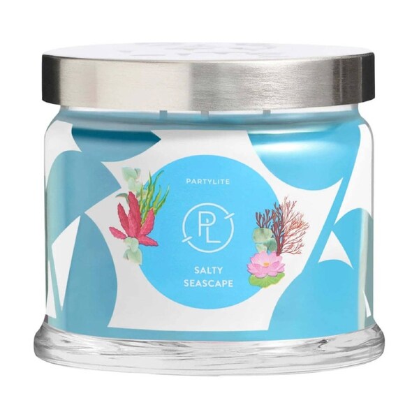 Partylite Salty Seascape 3-Wick Fresh Scented Glass Candle Jar 9x11cm