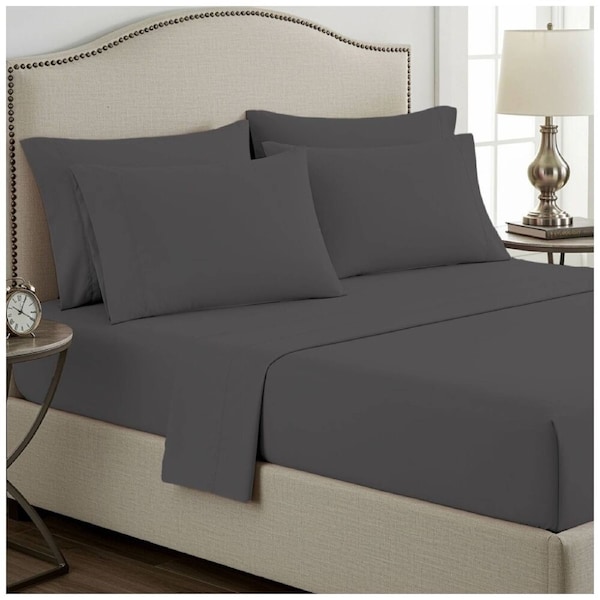 Grosvenor House 400TC Plain Dyed Bamboo Cotton Bed Sheet Sets Super King Granite