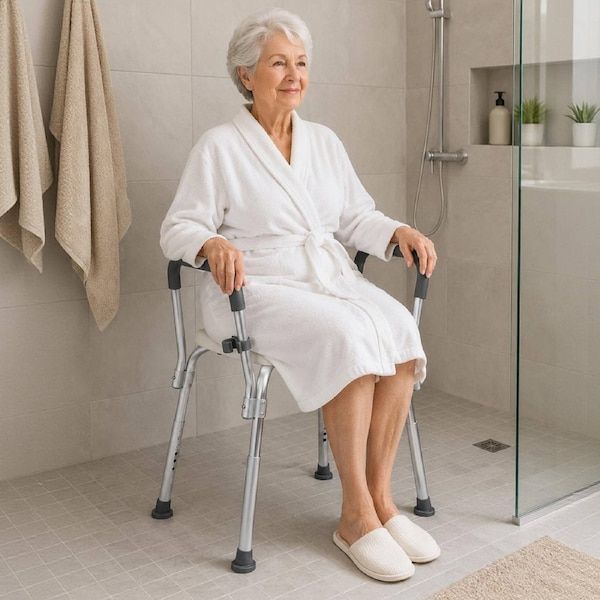 Shower Chair Bath Seat with Arms Adjustable Height