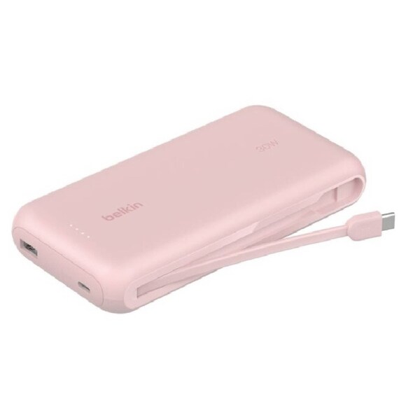 Belkin BoostCharge 20K mAh Power Bank With Integrated USB-C Cable - Pink (BPB024fqPK) 30W 2xUSB-C 1x USB-A CEW $2 500 Apple 2 Years Warranty