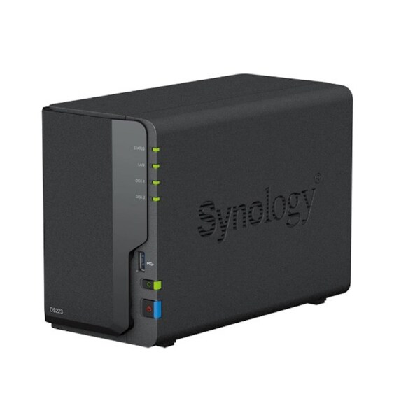 Synology DiskStation DS223 2-Bay 3.5' Diskless 1xGbE NAS (Tower) (HMB) Realtek RTD1619B quad-core 1.47Hz 2GB RAM 3xUSB3.2 1 x 1GbE (RJ-45)