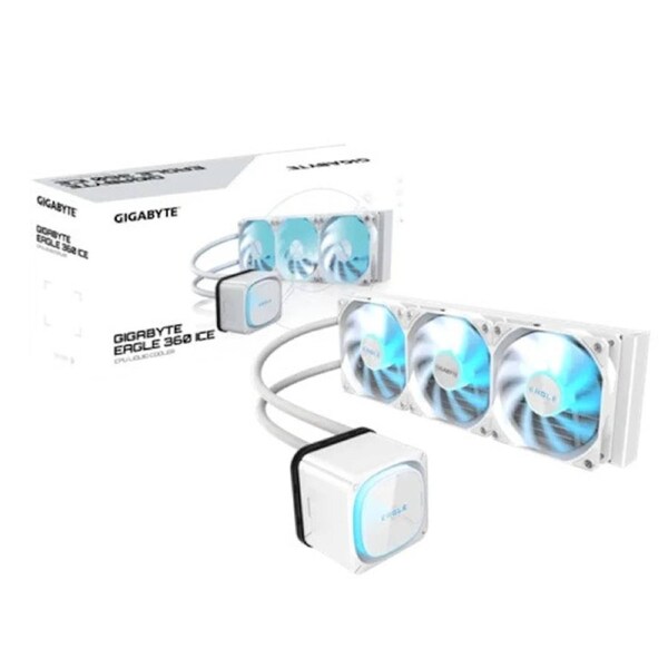GIGABYTE EAGLE 360 ICE 360mm alu rad, 3x120mm ARGB fans 600-2000RPM, Intel 1851/1700/115X/1200 AMD AM5/AM4, copper pump 3200RPM, 400mm tube