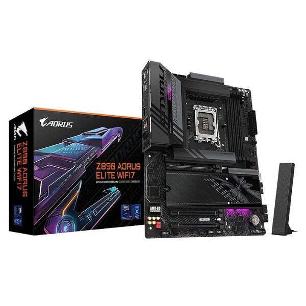 Gigabyte Z890 AORUSELITE WF7 P MB Intel LGA 1851 ATX Motherboard, 4x DDR5 ~256GB, 3x PCI-E x16, 4x M.2, 4x SATA, 5x USB 3.2, 1x USB-C, 4x USB 2.0
