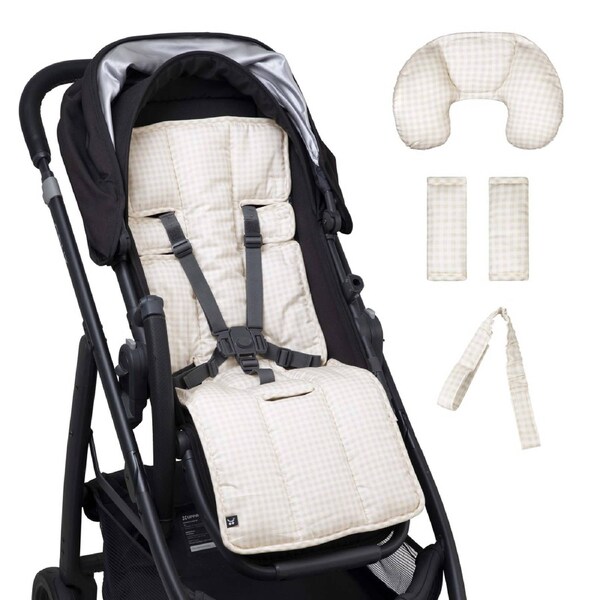 OutlookBaby 4 Piece Pram Accessories Set - Wheat Gingham