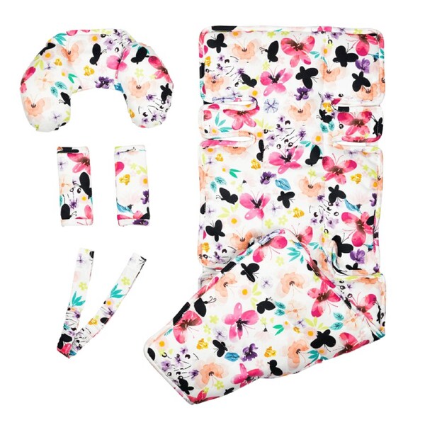 OutlookBaby 4 Piece Pram Accessories Set - Floral Butterfly