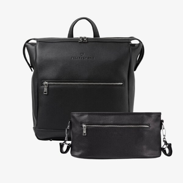 Felix + Stone - Nappy Bag - Archie Backpack & Pram Caddy Bundle (Black)