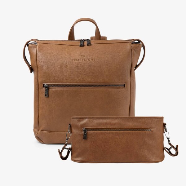 Felix + Stone - Nappy Bag - Archie Backpack & Pram Caddy Bundle (Tan)