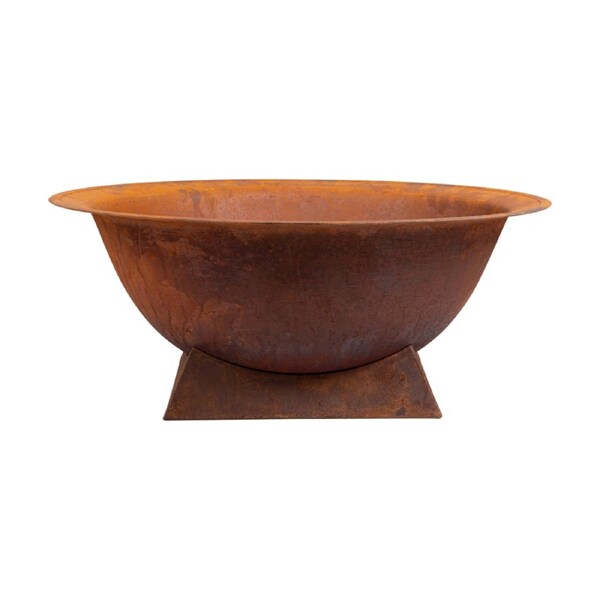 Glow Luca Wide Open Bowl Outdoor Fire Pit W/ Base & Weathering Steel 72cm