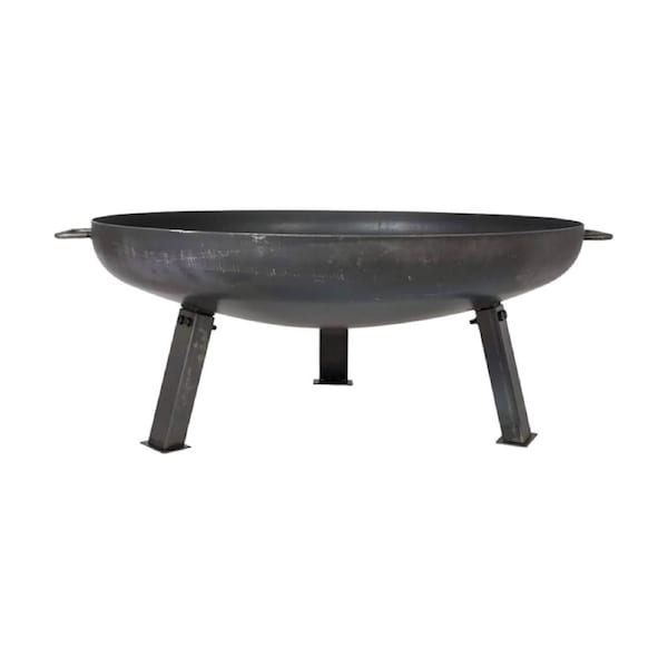 Glow Pittsburgh Low Outdoor Fire Pit W/ Oiled Steel Bowl & Handles 103cm