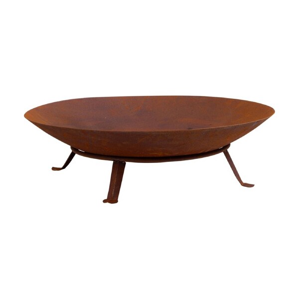 Glow Aura Low Open Bowl Outdoor Fire Pit W/ Stand & Weathering Steel 70cm