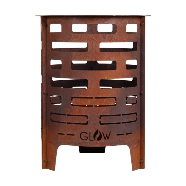 Glow Geo Brazier Open Cut-Out Geometric Design Outdoor Fire Pit 43cm