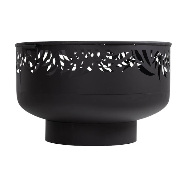 Glow Federation Outdoor Fire Bowl Pit W/ Handles & Decorative Leaf Cut Outs 60cm