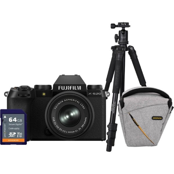 FujiFilm X-S20 + XC15-45mm Lens Compact System Camera BONUS BAG, 64GB CARD & TRIPOD