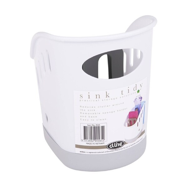 D.Line Easy To Clean Sink Tidy Removable Sponge Holder White 18x13.5x17.5cm