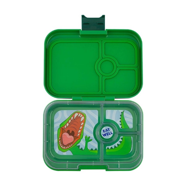 Yumbox Kids Panino 4 Compartment Lunch Box Dinosaur Jurassic Green