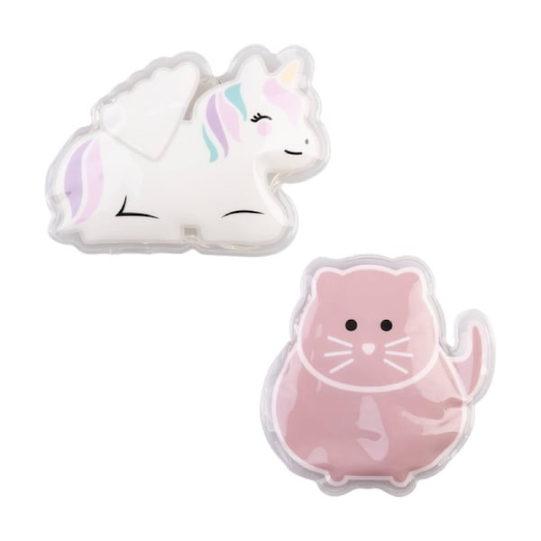 2pc Melii Kids Lunch Cooler Gel Ice Pack Set Unicorn & Cat Design