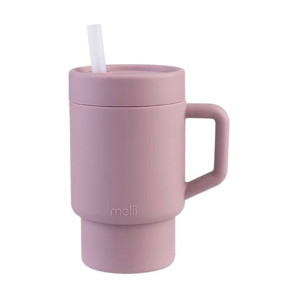 Melii Silicone Toddler Easy-Grip Handle Tumbler With Straw Pink 265ml