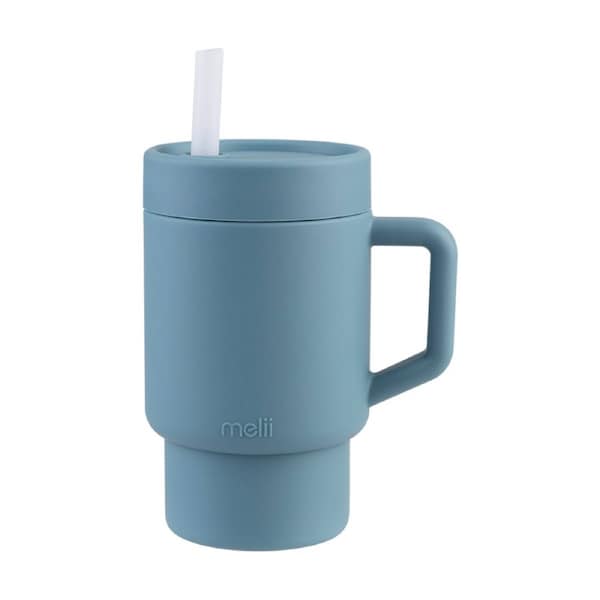 Melii Silicone Toddler Easy-Grip Handle Tumbler With Straw Blue 265ml
