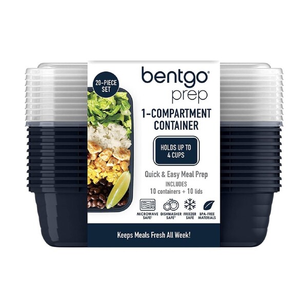 10pc Bentgo Prep 1 Compartment 4 Cup Capacity Container Pack Navy Blue