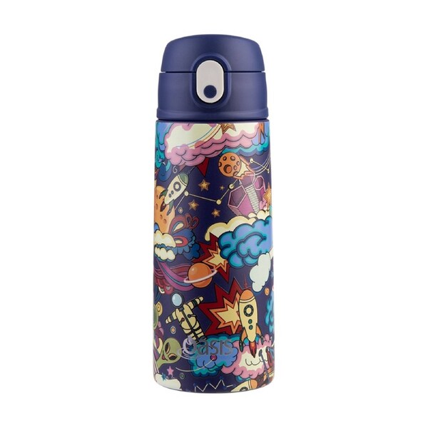 Oasis Kids Drink Bottle Insulated Stainless Steel Alien Adventures 550ml