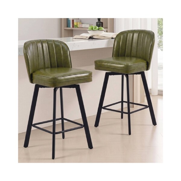 Advwin Bar Stools Set of 2 PU Swivel Kitchen Stools Counter Stools Green