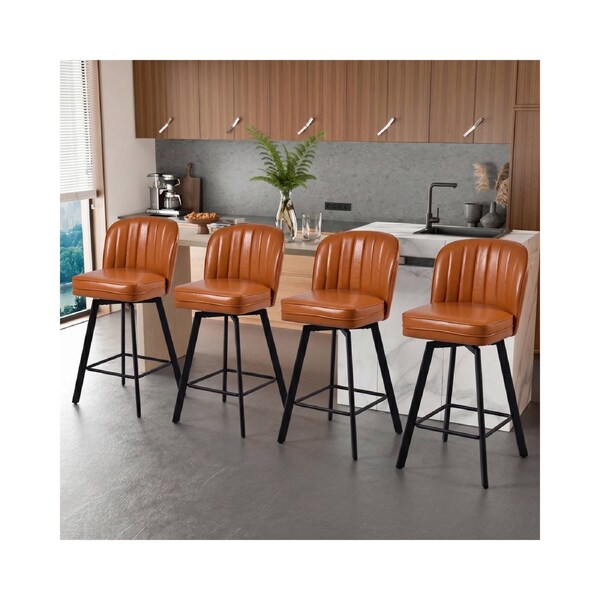 Advwin Bar Stools Set of 4 PU Swivel Kitchen Stools Counter Stools Brown