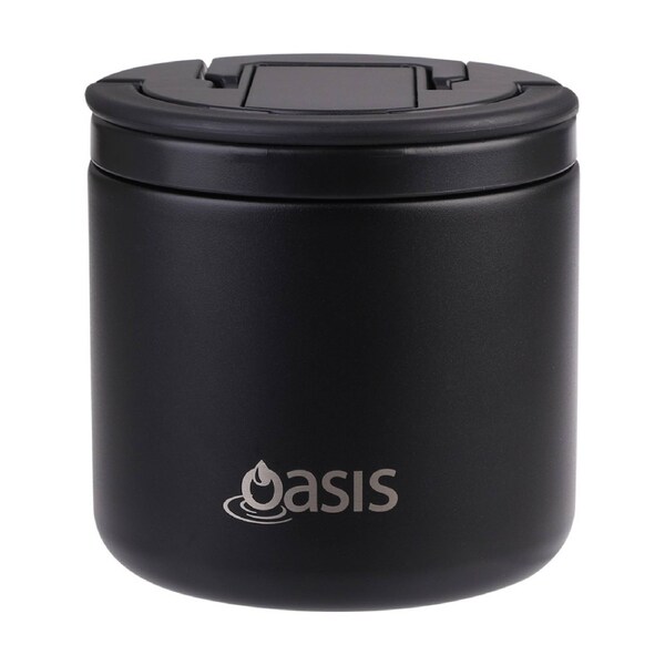Oasis Stainless Steel Double Wall Insulated Food Flask W/ Lid Black 500ml
