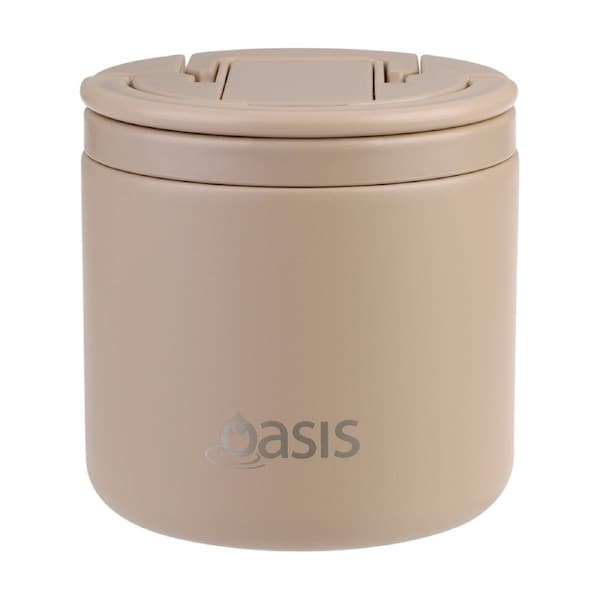 Oasis Stainless Steel Double Wall Insulated Food Flask W/ Lid Latte 500ml