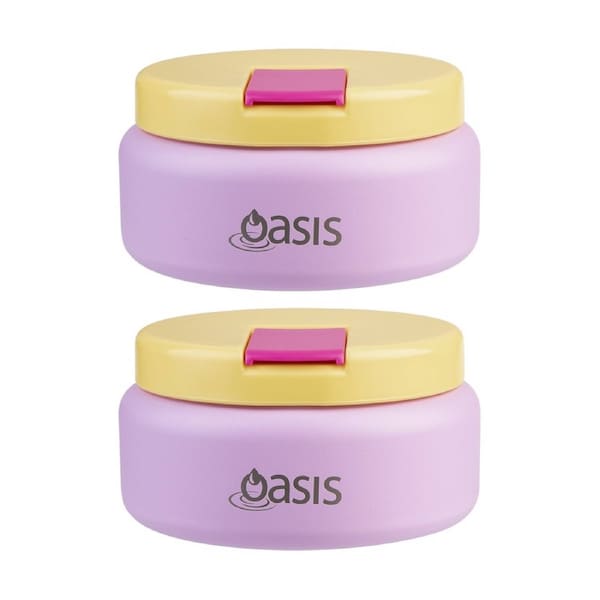2PK Oasis Stainless Steel Insulated Food Flask W/ Lid Bubblegum Pink 230ml
