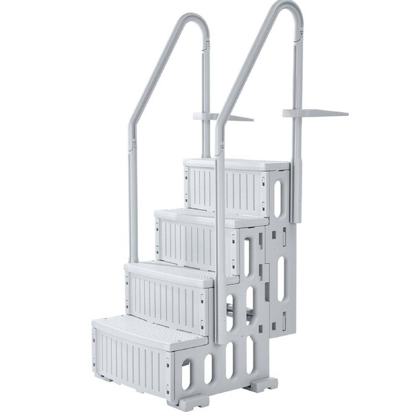 4-Step Grey Robust Pool Ladder of 2 Handrails for 1219.2-1371.6 mm Pools