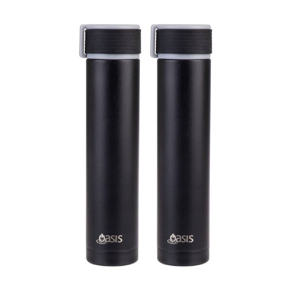 2PK Oasis Stainless Steel Double Wall Insulated Drink Bottle Black 250ml