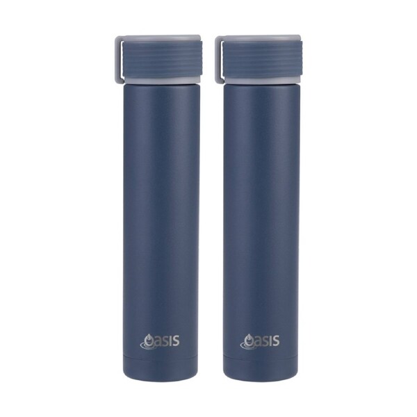 2PK Oasis Stainless Steel Double Wall Insulated Drink Bottle Indigo 250ml