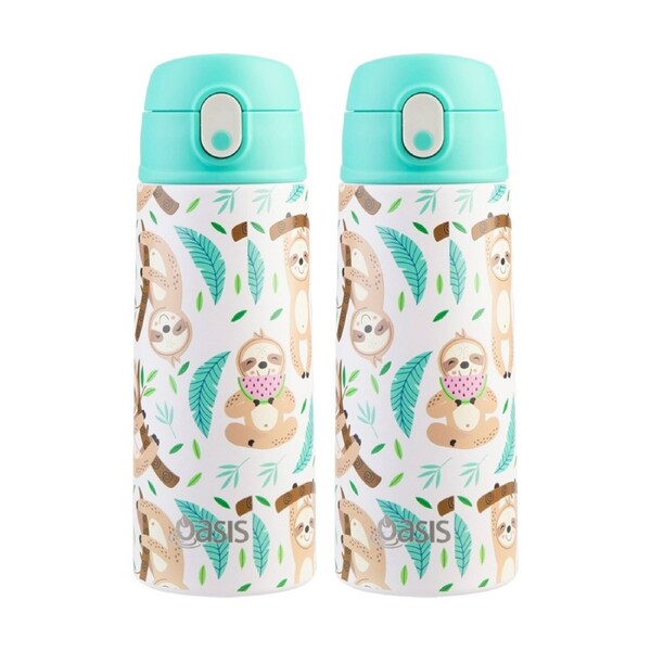 2PK Oasis Kids Drink Bottle Insulated Stainless Steel Sleepy Sloths 550ml