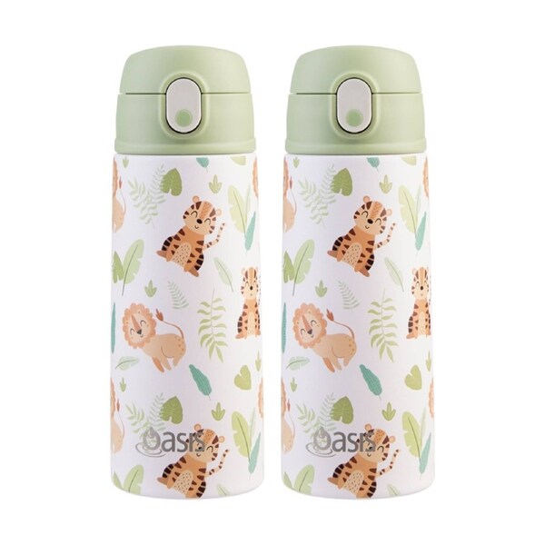 2PK Oasis Kids Drink Bottle Insulated Stainless Steel Jungle Buddies 550ml