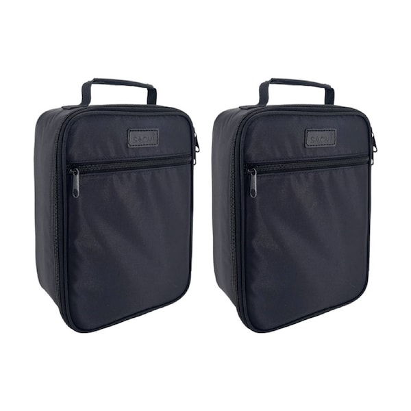 2PK Sachi Junior Insulated School Food Lunch Bag Black 21x11x28cm