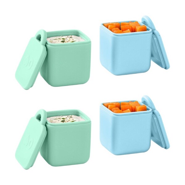 2x 2pc Omie OmieDip Silicone Leakproof Dip Containers Set Blue/Mint 220ml