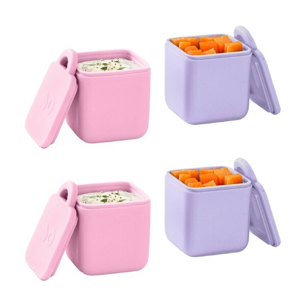 2x 2pc Omie OmieDip Silicone Leakproof Dip Containers Set Purple/Pink 220ml