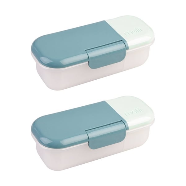 2PK Melii Snack & Dip Airtight Leakproof Food Container Blue Mint 320ml