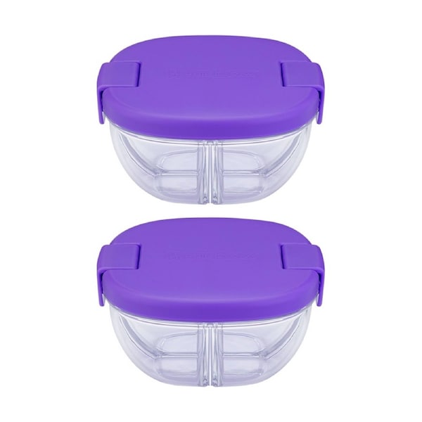 2PK Yumbox Kids 3 Compartment Leakproof Snack Bowl Container Haze Purple 384ml